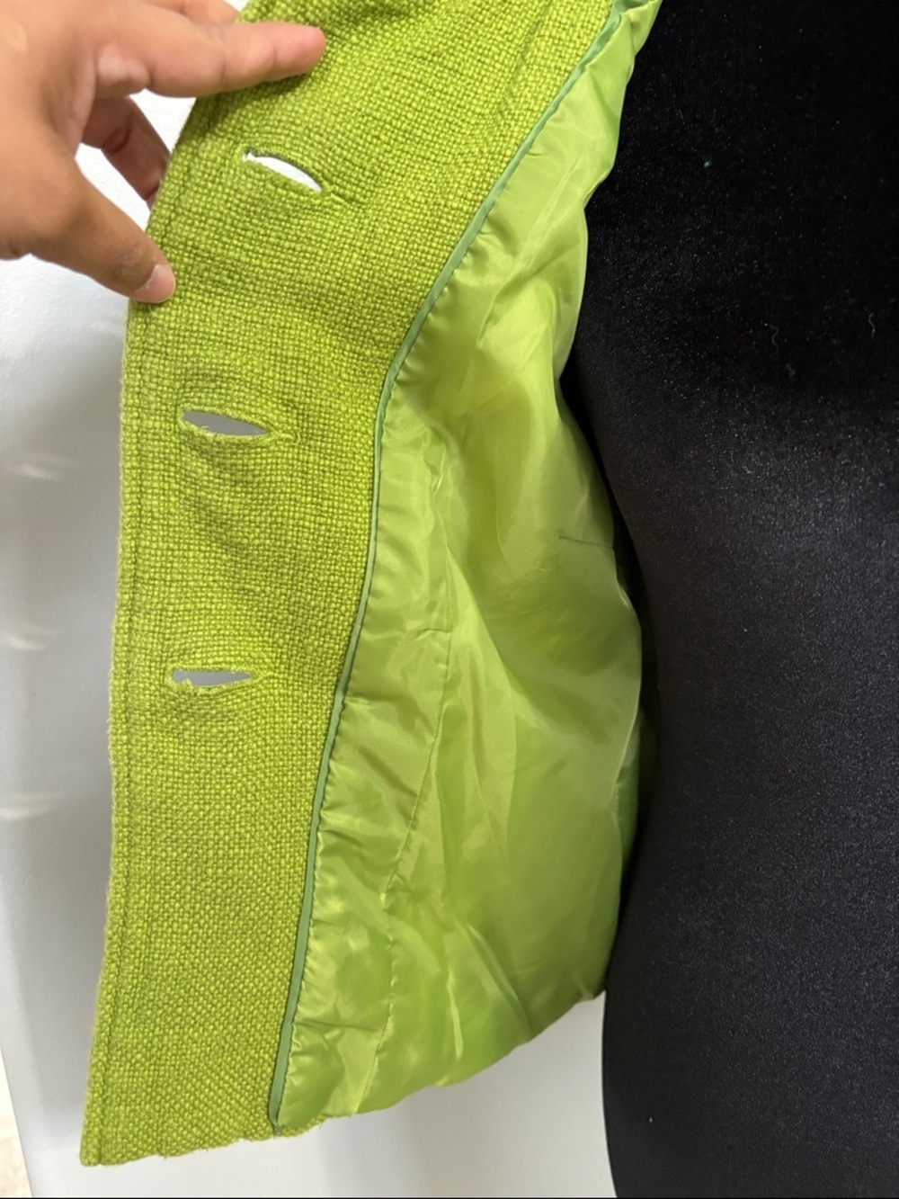Jessica Chartreuse Button-Front Textured Jacket - Picture 5 of 5